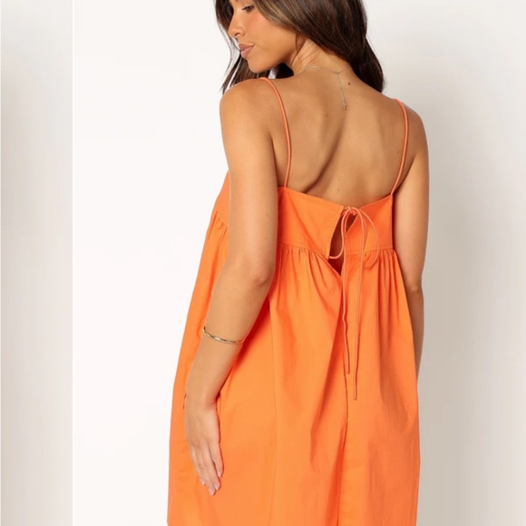 SERINA MINI DRESS - Orange Spaghetti Strap Dress - Picture 2 of 15